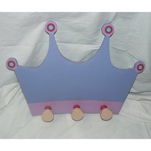 Little Girls Princess Crown Wooden Coat / Jewelry / Hat Rack, Adorable, GUC